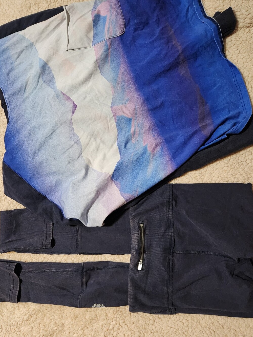 Free People Hot Short Printed Hooded Sweater And Leggings Set Mountain Mist